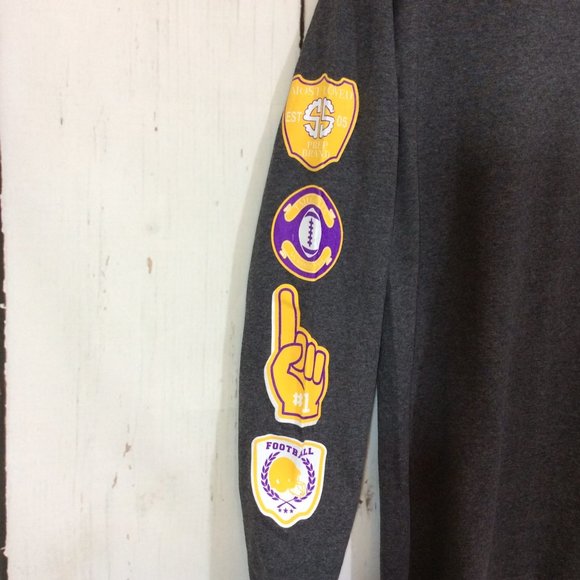 2/$30 Simply Southern Tailgate Football Cheer Shirt Gray Yellow Long Sleeve - Picture 7 of 14